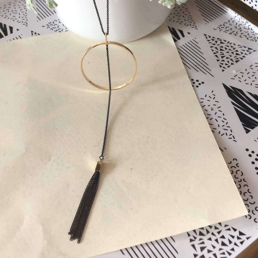 Black and gold metallic mixed metals necklace